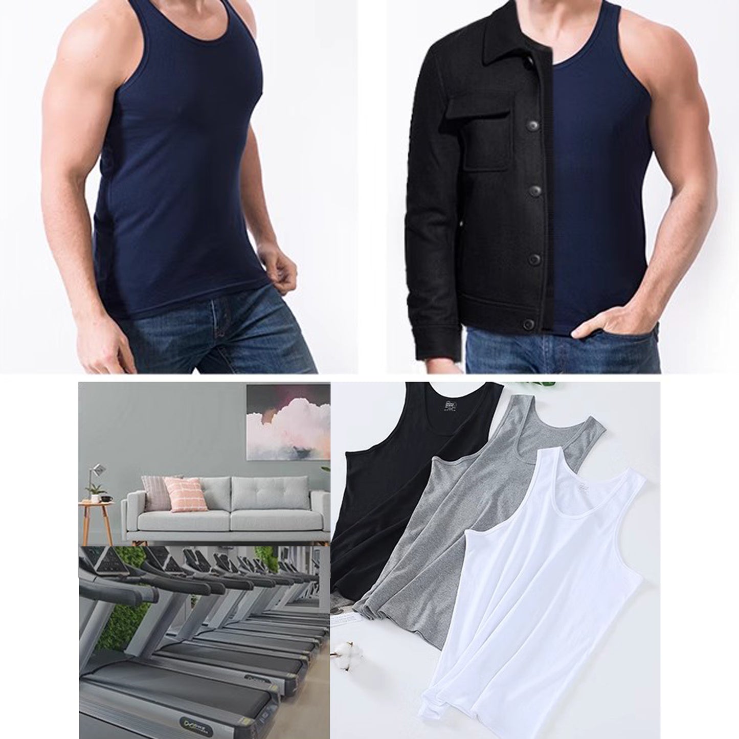 Nelipo Men's pure cotton vest summer hurdle sports fitness top